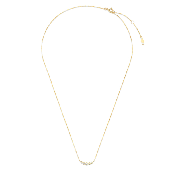 Collier Curve mit Zirkonia Gold 585 - Ankerkette 43cm mit Zwischenösen - Bild 2