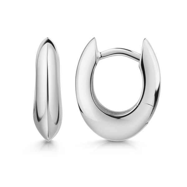 Klappcreolen oval Silber 925 rhodiniert - Bauchig - 15x12mm - Bild 2