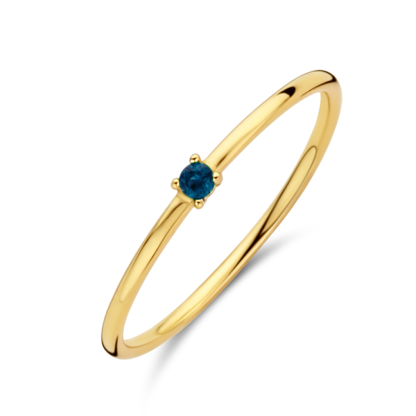 Damenring Zirkonia Blau Silber 925 vergoldet - 2mm