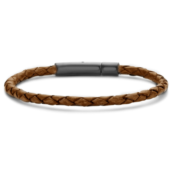 Frank 1967 Armband Echtleder Braun Geflochten Edelstahl - 4mm breit