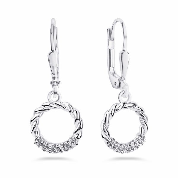 Ohrhänger Twisted Silber 925 rhodiniert - 30 Zirkonia