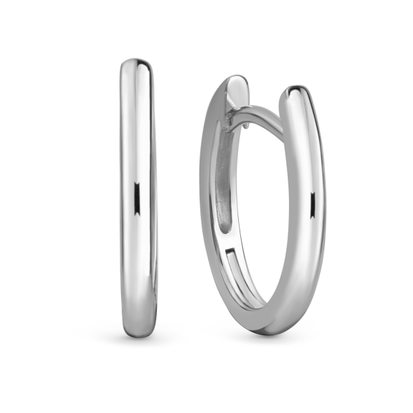 Klappcreolen Silber 925 rhodiniert - 16x14mm - Poliert - Ohrlochabdeckung