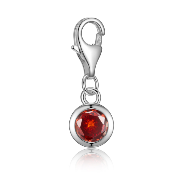 Charm Zirkonia Rot Silber 925 - 5mm