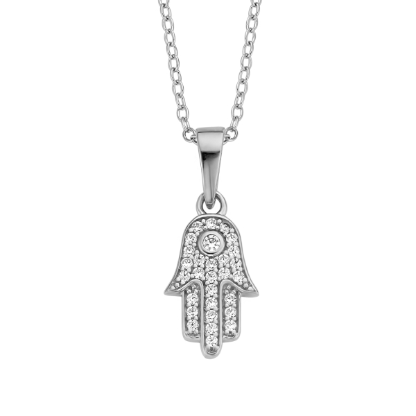 Collier mit Hand Silber 925 rhodiniert - 29 Zirkonia