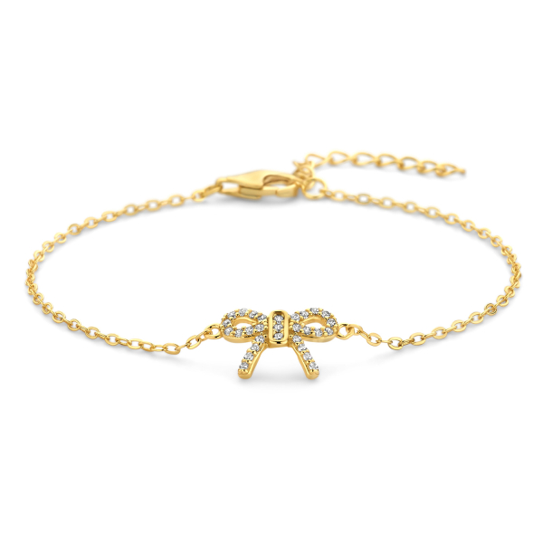 Armband Schleife Silber 925 vergoldet - 29 Zirkonia