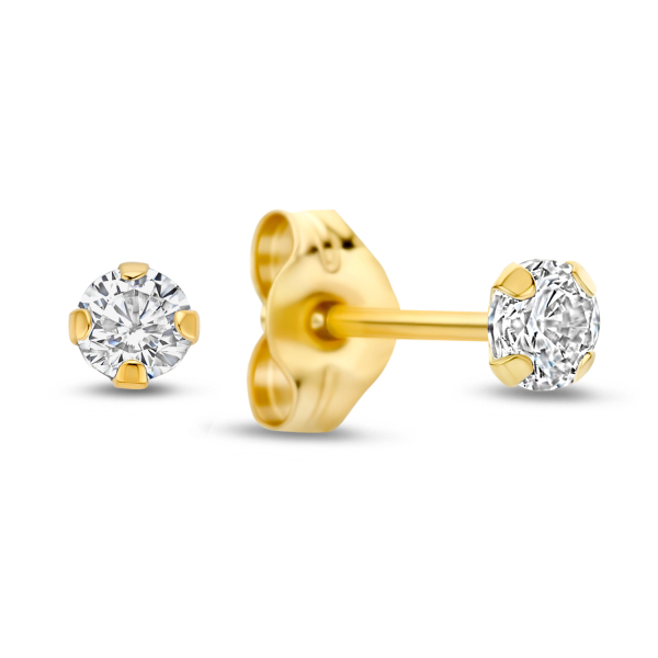 Ohrstecker Zirkonia Gold 585 - 2,5mm - Krappenfassung