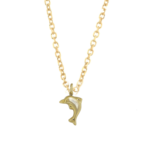 Collier Delphin Gold 585 - Ankerkette 45cm mit Zwischenösen