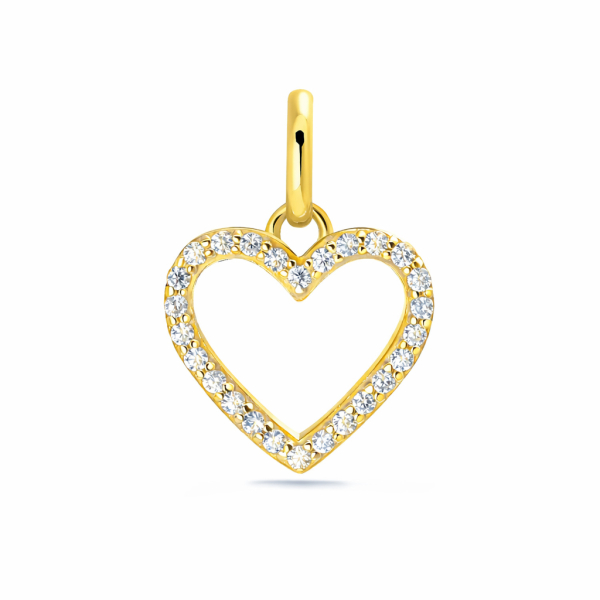 Anhänger Herz Silber 925 vergoldet - 11mm - 26 Zirkonia