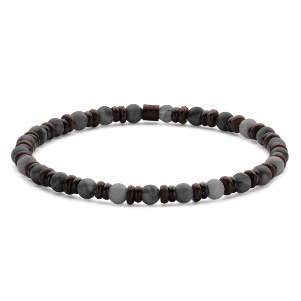 Frank 1967 Armband Edelstahl IPB - Spectrolite und Brekzienjaspis 4mm