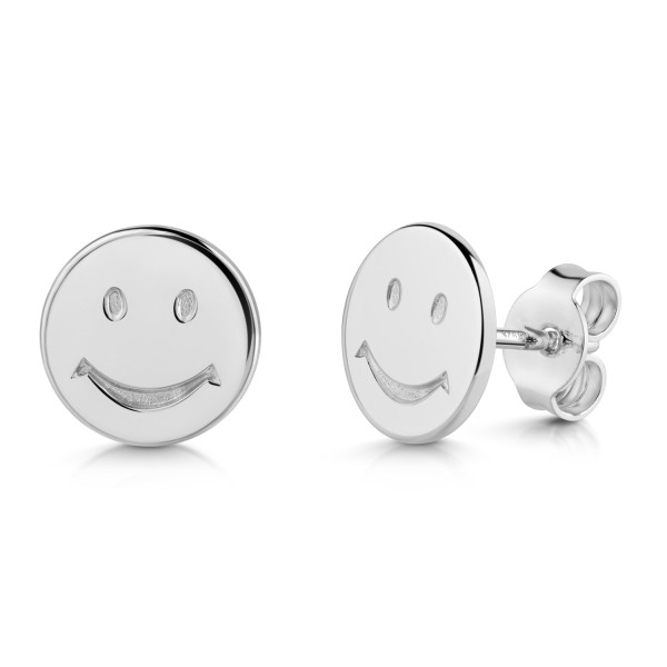 Ohrstecker Smile-Gesicht Silber 925 - Ø 9mm