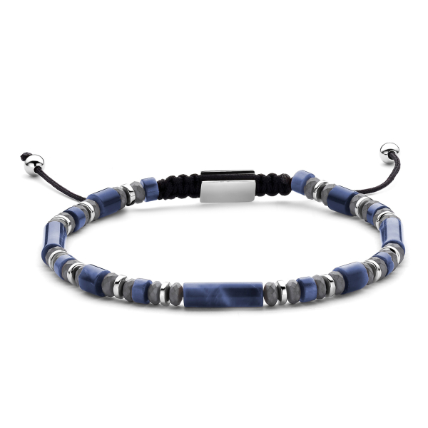 Frank 1967 Armband Edelstahl IPS - Lapis und Hämatit mit Edelstahlkugeln