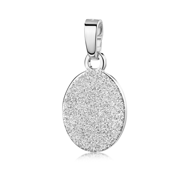 Anhänger Gravurplatte oval Silber 925 - Diamant Glitzer - 8x10mm