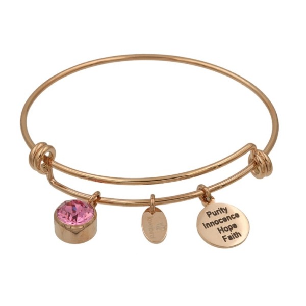 Lovebird Charm-Armreif mit rosa Kristall Edelstahl - Roségoldfarbene IP-Beschichtung