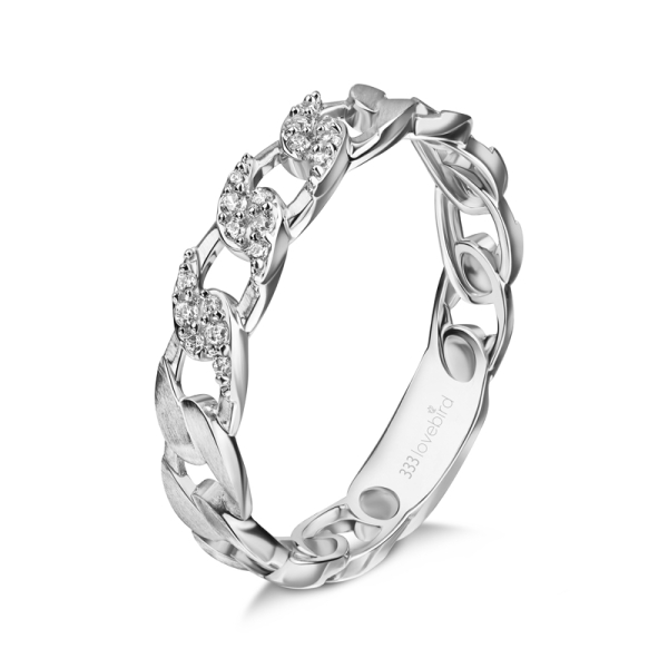 Lovebird Damen-Kettenring Weißgold 333 - 18 Zirkonia - Teilmattiert