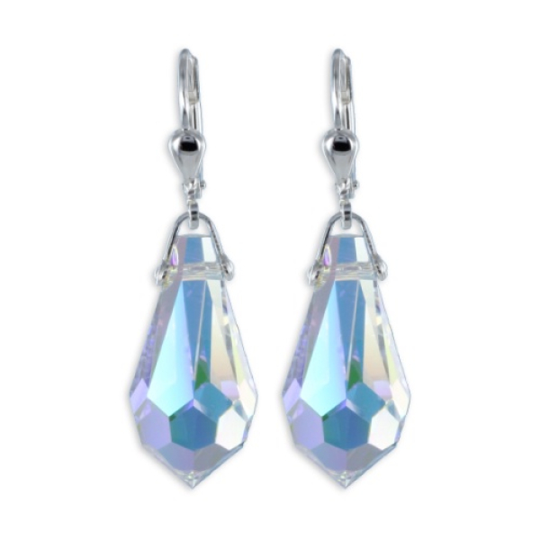 Ohrhänger Rheinkiesel Preciosa-Element Silber 925 - Herz 9x18mm