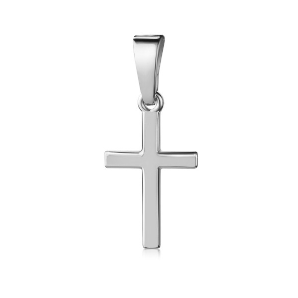 Anhänger Kreuz Silber 925 rhodiniert - Glänzend - 11mm