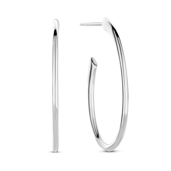 Ohrstecker Creolen oval Silber 925 rhodiniert - 34x17,5mm