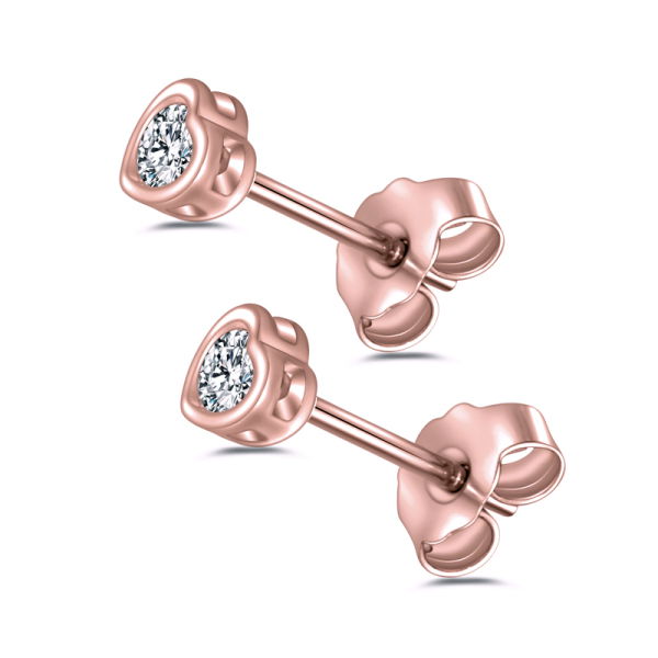 Lovebird Ohrstecker Herz Silber 925 rosévergoldet - Zirkonia - 4,5mm