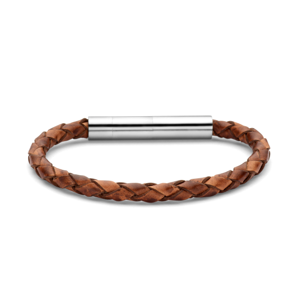 Frank 1967 Kinderarmband Edelstahl - Echt Leder braun 4mm