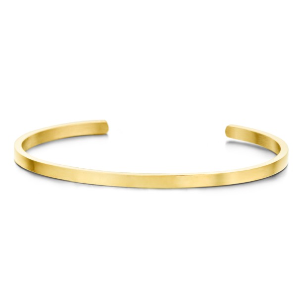 Lovebird Armreif mit facettiertem Kristall Edelstahl - Goldfarbene IP-Beschichtung - 3mm breit