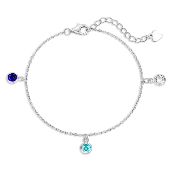 Armband 3 Zirkonia Weiß Hellblau Blau Silber 925 rhodiniert