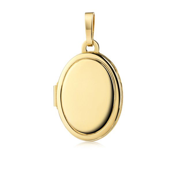 Medaillon Anhänger oval Silber 925 vergoldet - 11x15mm - gravierbar