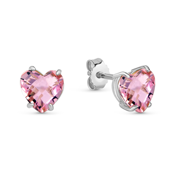 Ohrstecker Herz Kristallglas rosa Silber 925 rhodiniert
