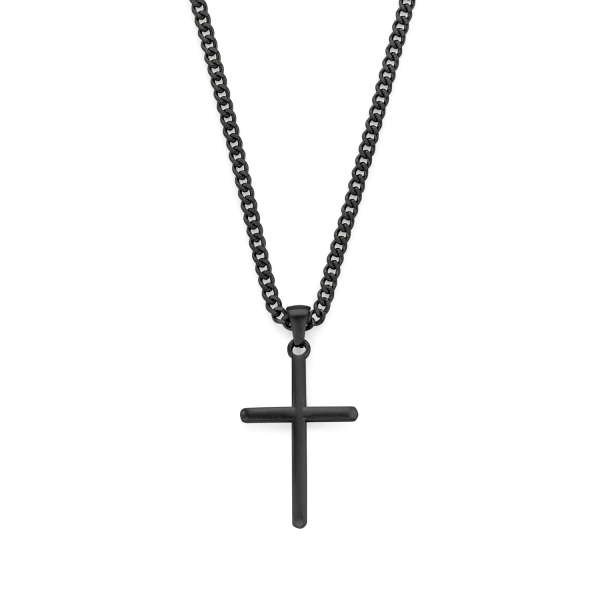 Frank 1967 Halskette mit Anhänger Kreuz Edelstahl IPB - 50cm