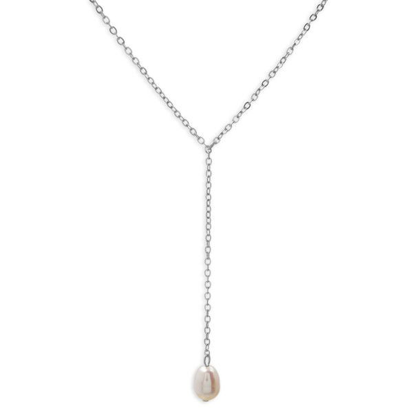 Y-Collier Edelstahl - Süßwasser-Zuchtperle - 49cm