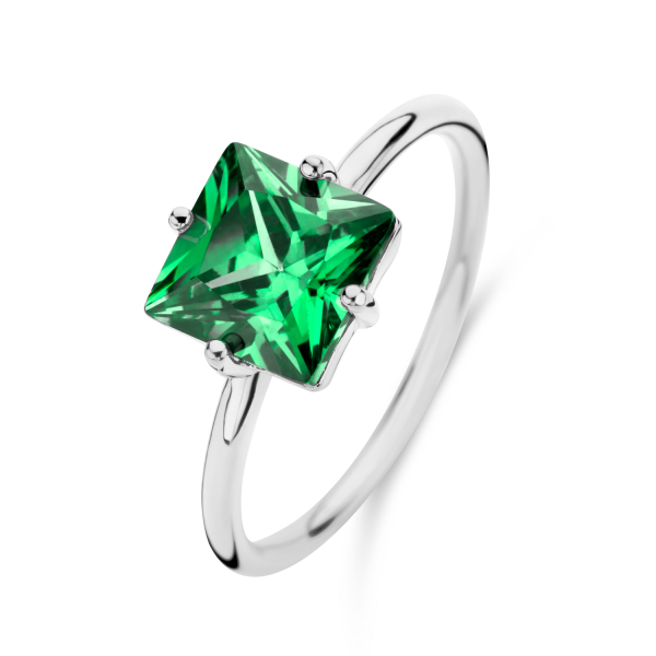 Damenring Zirkonia Smaragdgrün Silber 925 - 8x8mm