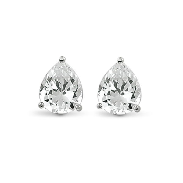 Ohrstecker Zirkonia Tropfenform Silber 925 rhodiniert - 6x8mm