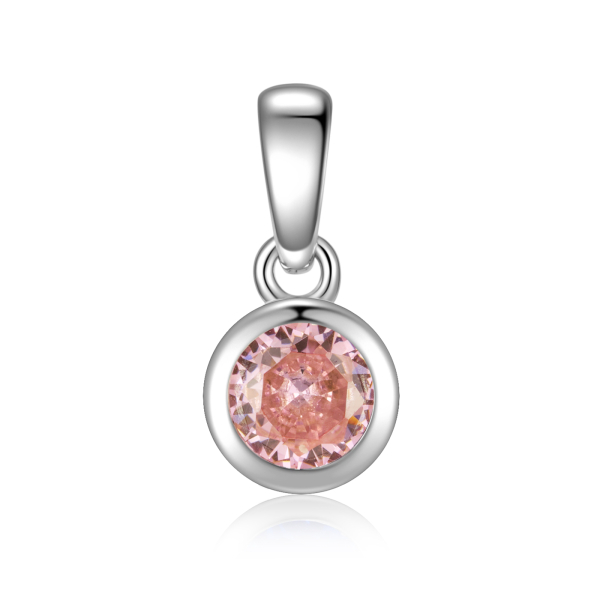 Anhänger Zirkonia Rosé Silber 925 rhodiniert - Ø 7,5mm