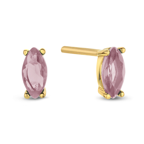 Ohrstecker Zirkonia pink Silber 925 vergoldet - 6x3mm
