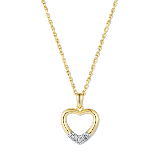 Collier mit Anhänger Herz Silber 925 vergoldet teilrhodiniert - 19 Zirkonia - Bild 2