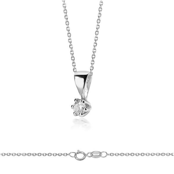 Lovebird Collier mit Brillant 0,05 ct. Weißgold 585 - 6 Stotzen Fassung - Bild 2
