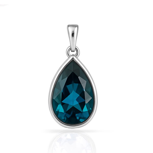 Anhänger London Blue Topas Silber 925 rhodiniert - Tropfenform