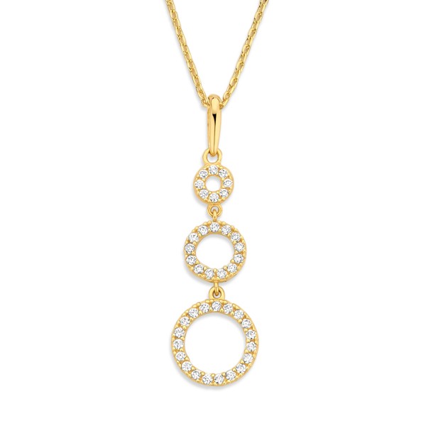 Collier Gold 585 mit Anhänger - 40 Zirkonia