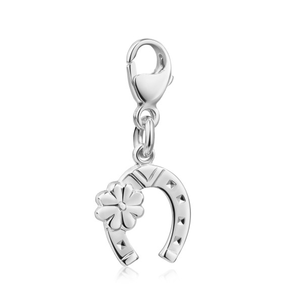 Charm Hufeisen mit Kleeblatt Silber 925