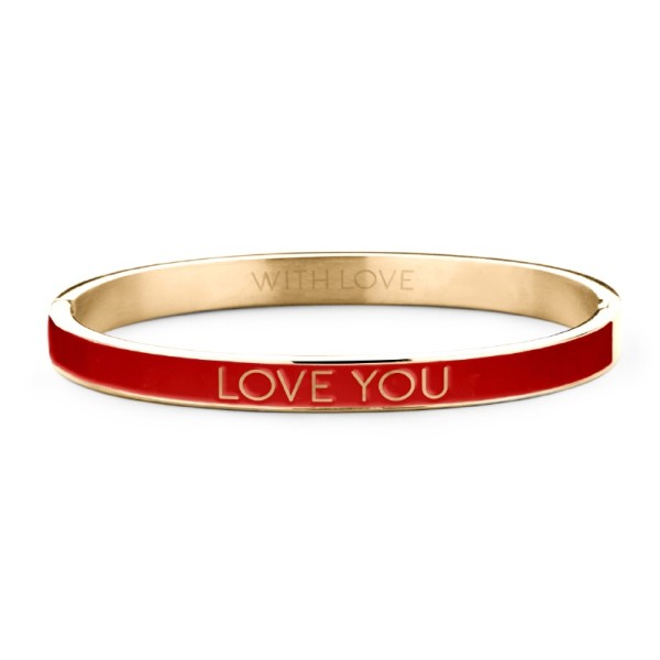 Key Moments Armspange Lack rot Edelstahl IPG - LOVE YOU