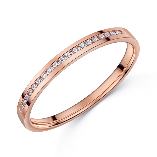 Lovebird Memory Ring Roségold 333 - Zirkonia - 2,2mm breit