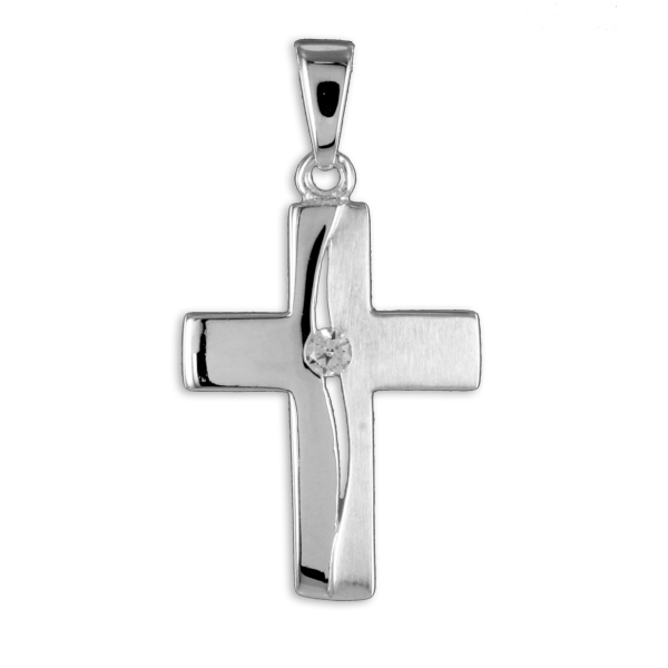 Kreuzanhänger Zirkonia Silber 925 - 21x16mm
