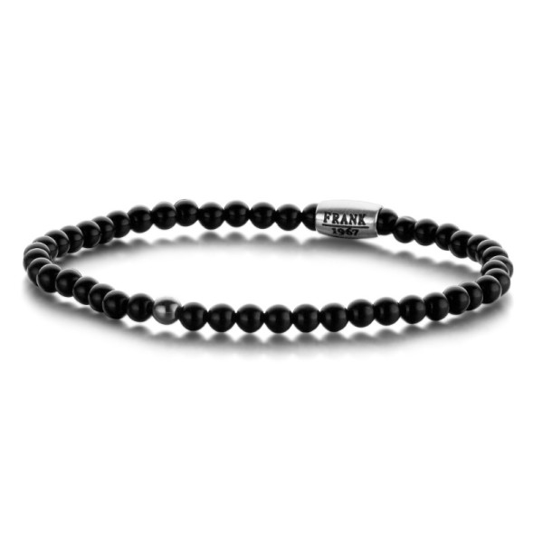 Frank 1967 Armband Schwarzer Achat Edelstahl - 4-5mm breit