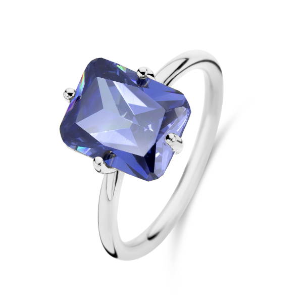 Damenring Zirkonia Tansanit Silber 925 - 8x10mm