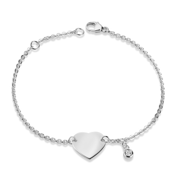 ID-Armband Damen Herz Zirkonia Silber 925