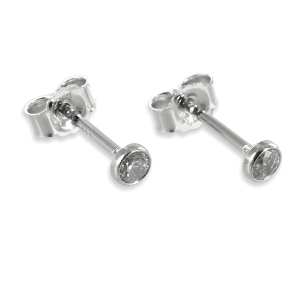 Ohrstecker mit Zirkonia 2,5mm Weißgold 333