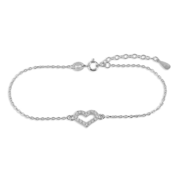 Armband Herz Silber 925 rhodiniert - 16 Zirkonia