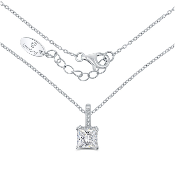 Lovebird Collier mit Zirkonia Princess Cut Silber 925 rhodiniert - Bild 2