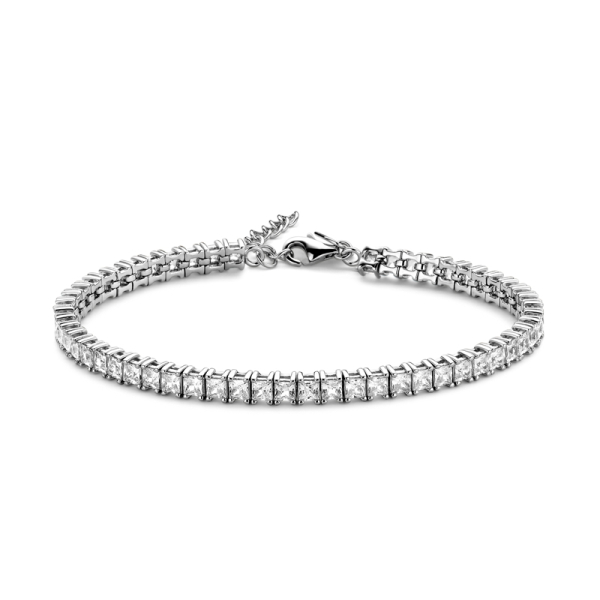 Tennisarmband Zirkonia Silber 925 rhodiniert - Zirkonia 2,5x2,5mm - Herz-Tag
