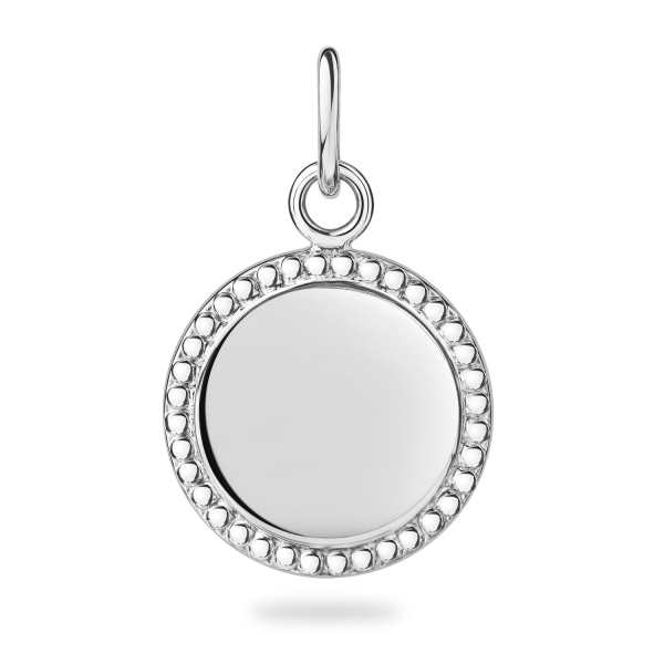 Anhänger Gravurplatte rund Silber 925 - Kugelrand - Ø 12mm