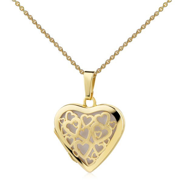 Herz Medaillon Silber 925 vergoldet - Herzmotiv - 20x20mm - 5 Milliemes - Bild 2